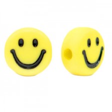 Acrylic beads Smiley Yellow-black